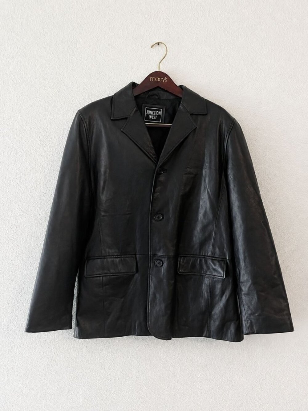 VTG Junction West Genuine Leather Unisex Minimalist Quiet Luxury Black Jacket Si